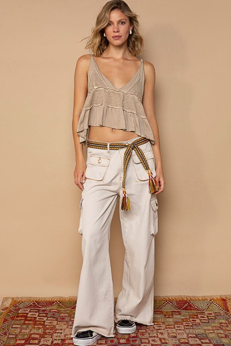 Luv Wheat V Neck Tank Top
