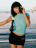 Crystal Clear Mesh Top Aqua