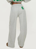 Princess Polly Wide Leg Track Pant Bubble Text Grey Marle Green