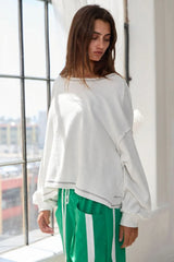 Libby Grey Open Back Long Sleeve Top