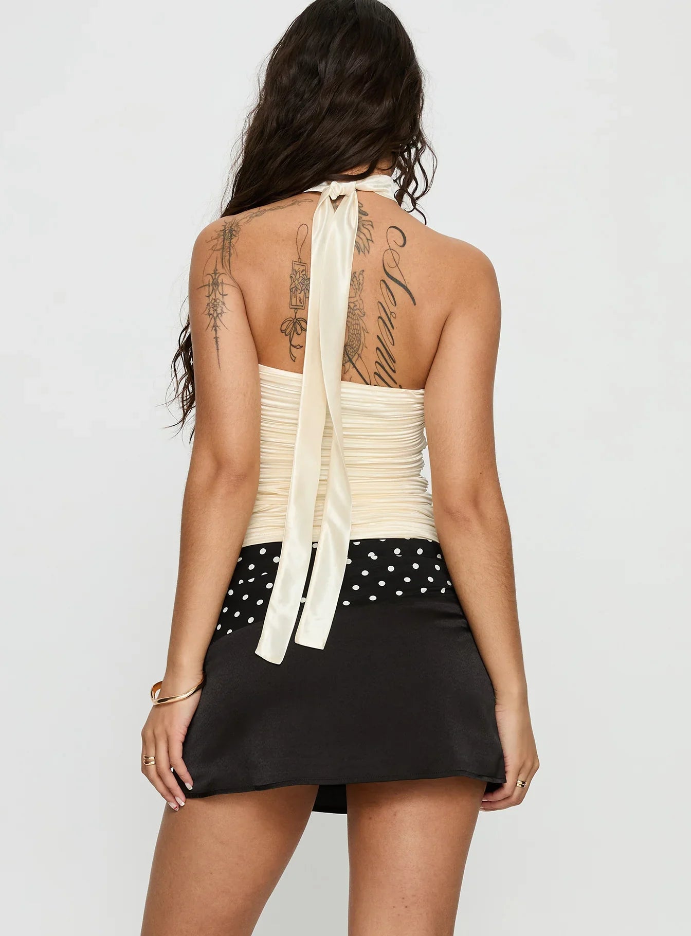 Savour it Contrast Mini Skirt Black / Polka Dot
