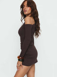 Perceptive One Shoulder Playsuit Brown