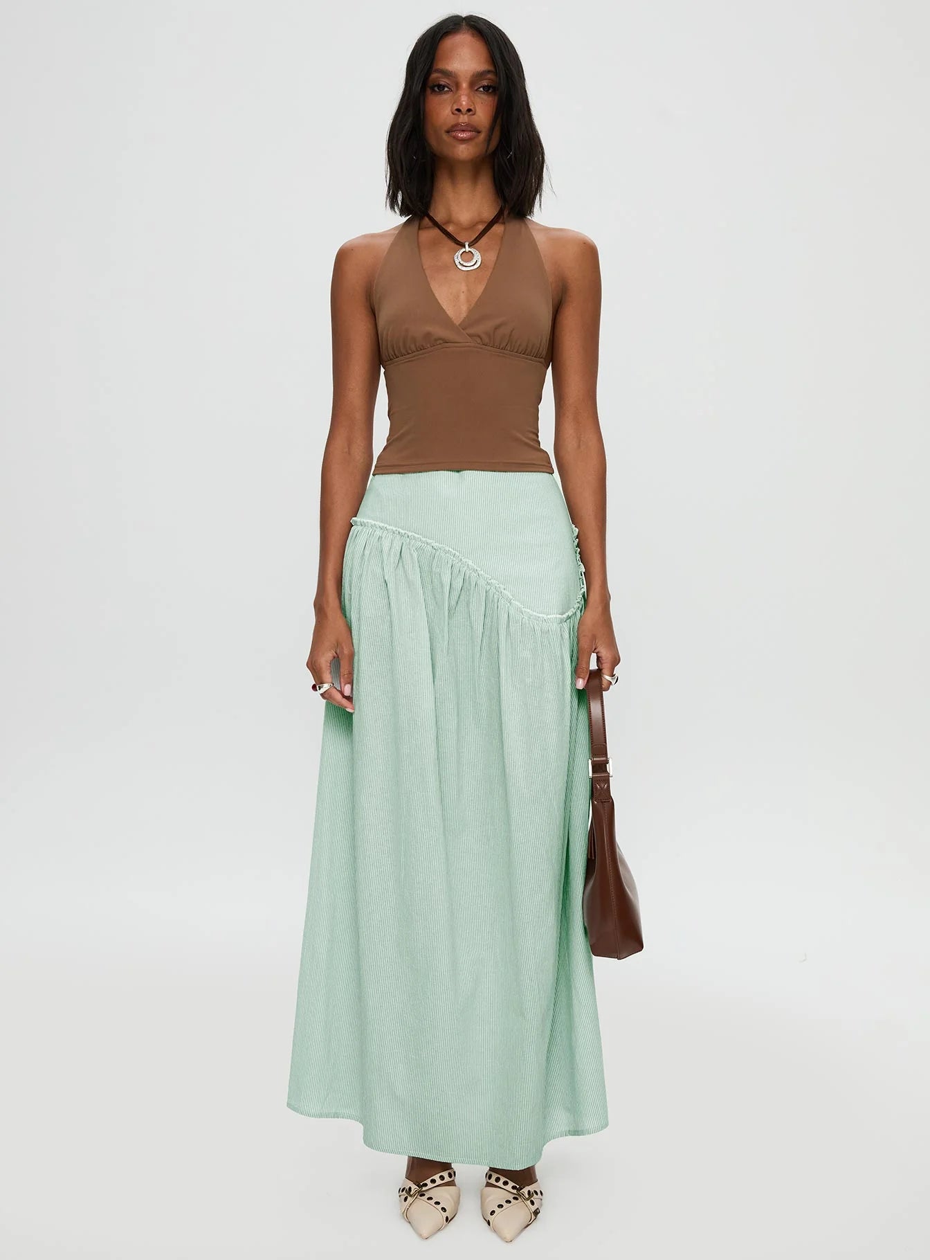 Yasemine Maxi Skirt Green White