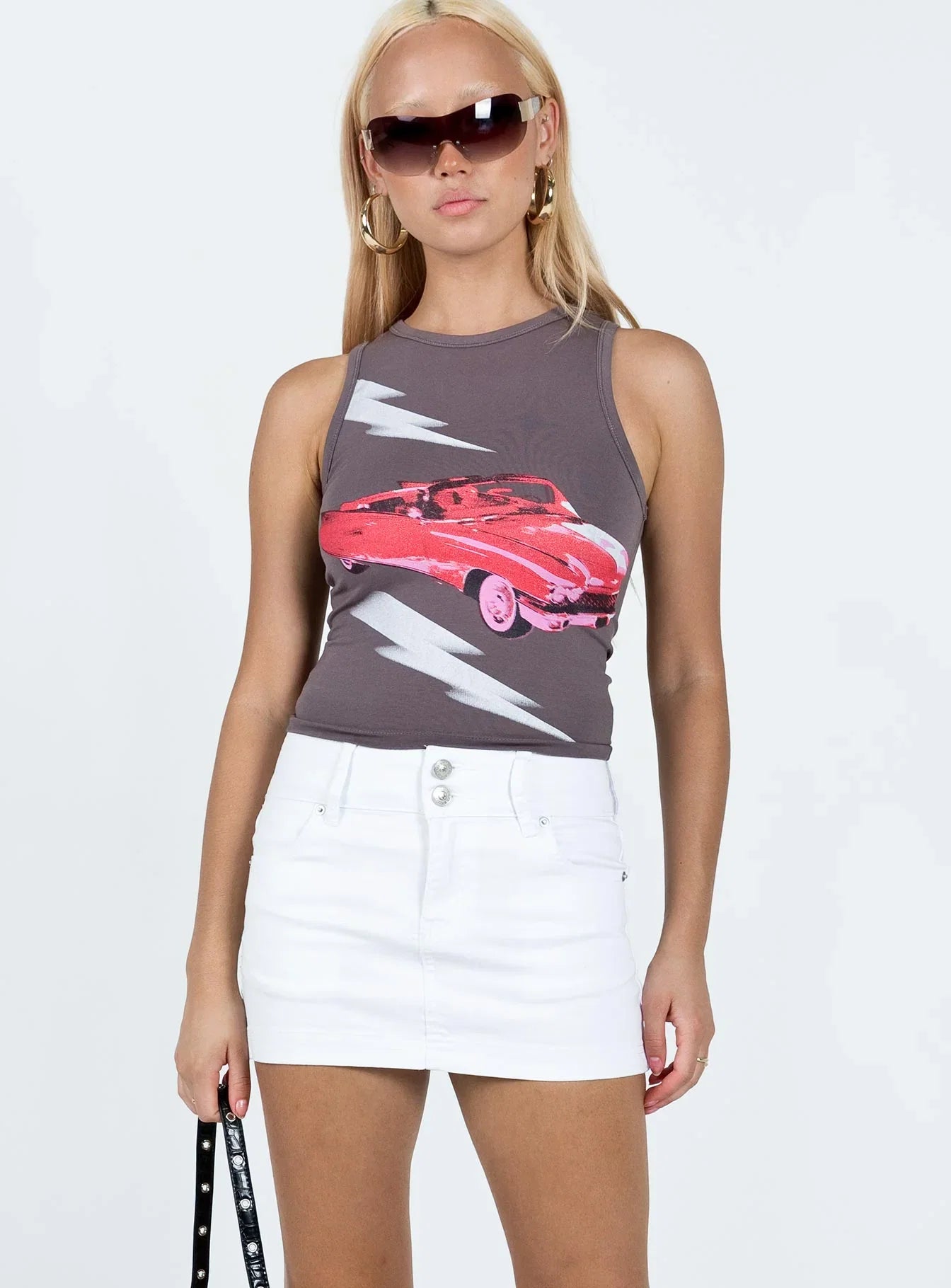 Faya Low Rise Denim Mini Skirt White