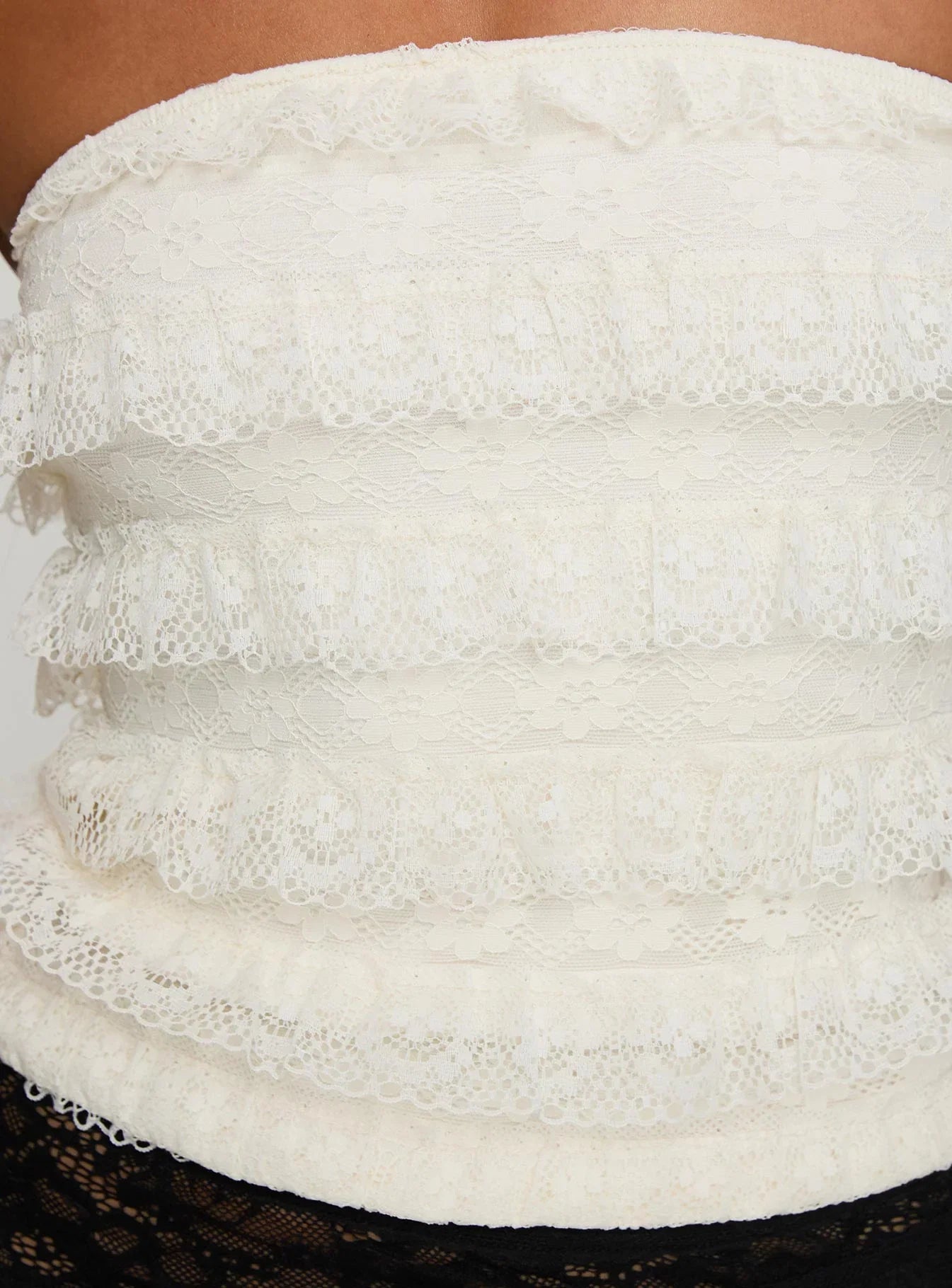 Saturn Returns Strapless Lace Top Cream