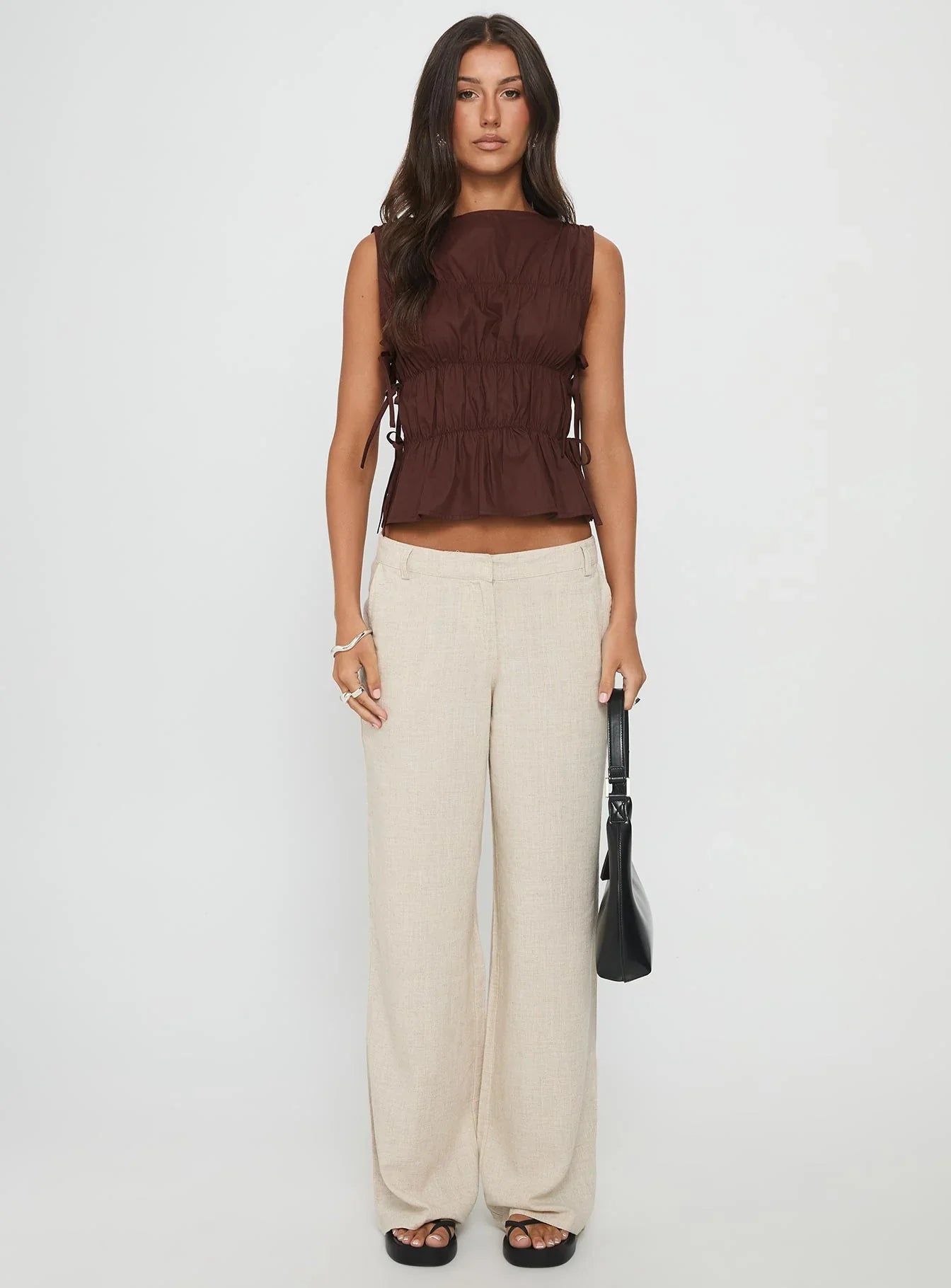 Endless Summers Tie Side Top Chocolate