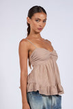 Gracie Brown Gingham Babydoll Twist Top