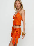 Quintana Wrap Mini Skirt Orange Floral