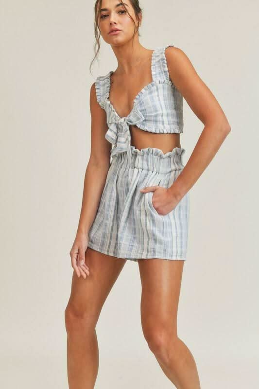 Beach House Blue and White Striped Two Piece Romper