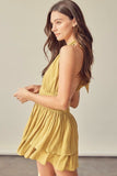 Tracie Golden Kiwi Halter Romper
