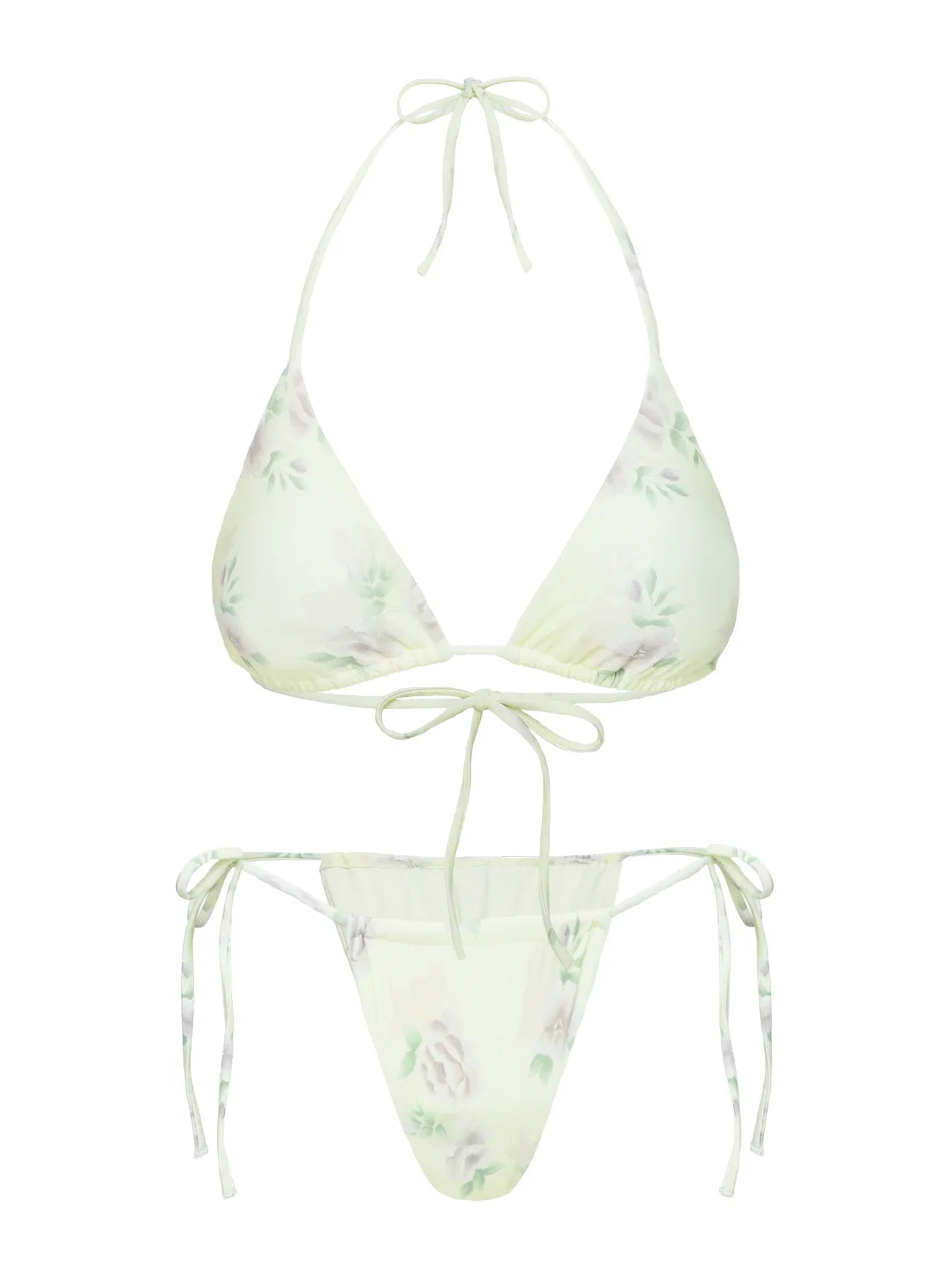 Jenner Triangle Bikini Top Yellow Purple Floral