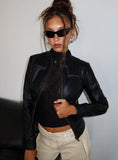 Pottsville Faux Leather Moto Jacket Black