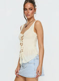 Naelina Sheer Tie Up Top Butter
