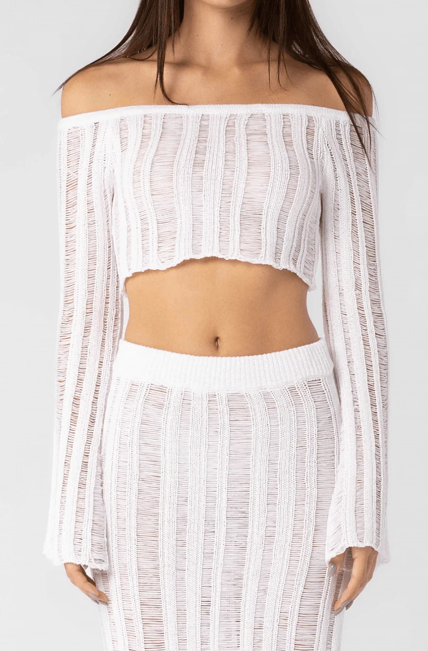 Naxos White Sheer Two Piece Midi Dress