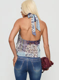 Ferne Tie Neck Top Blue Multi
