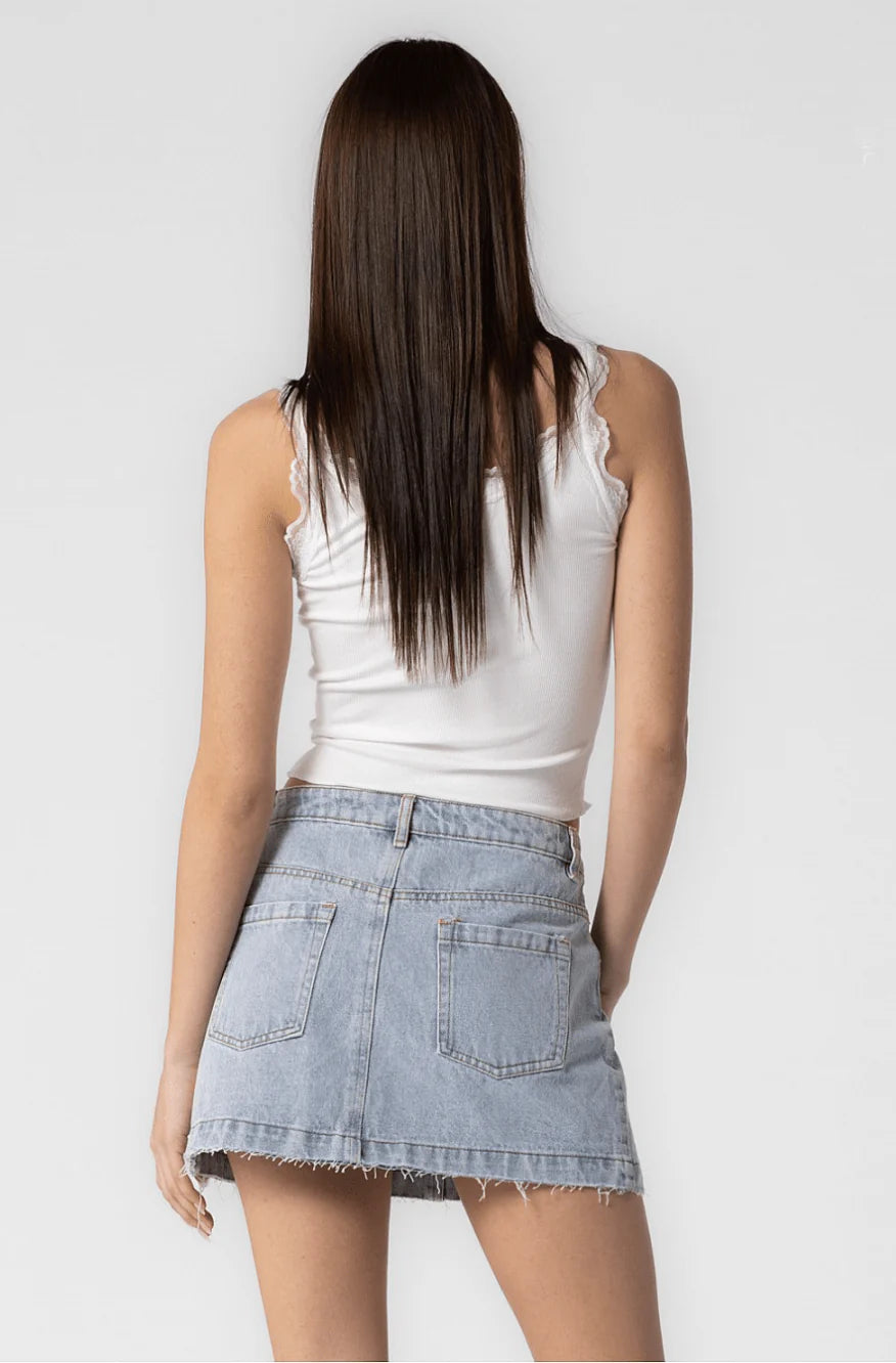 Nevada Medium Wash Denim Mini Skirt