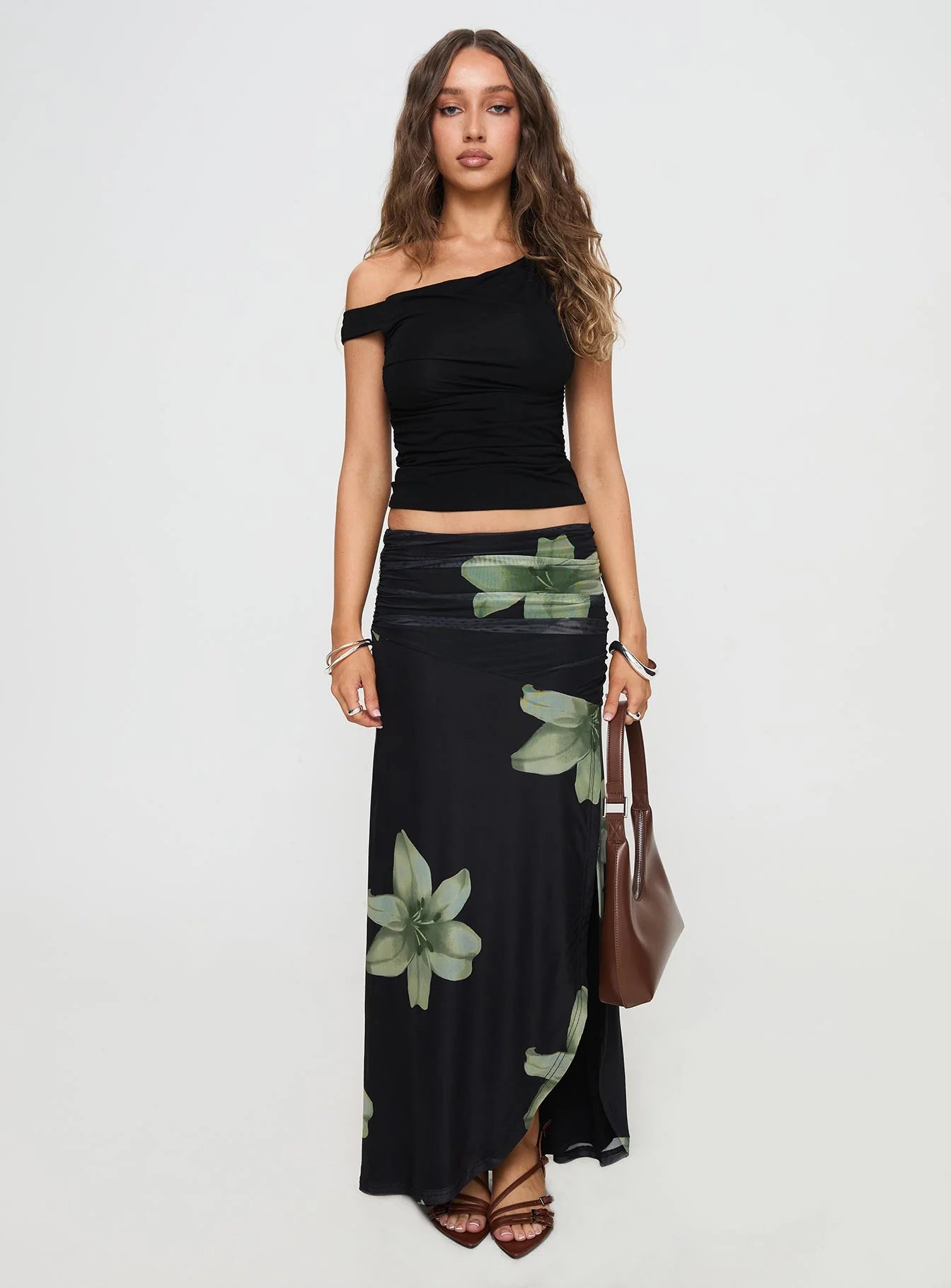 Cooperi Maxi Skirt Black Floral