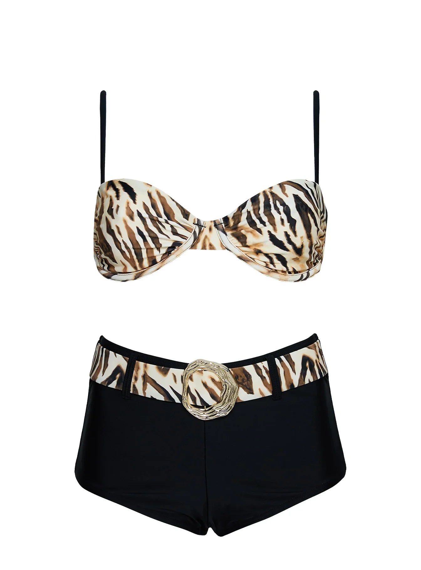 Tigressa Belted Micro Swim Shorts Tiger Multi