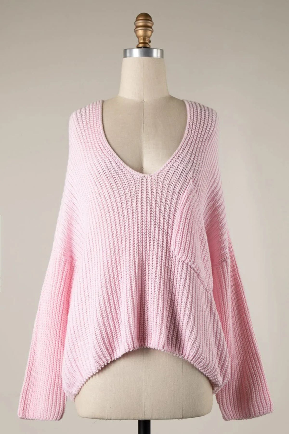 Brynn Pink V Neck Sweater