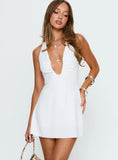 Tanishia Plunge Neck Playsuit White