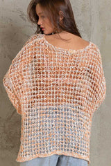 Lucky in Love Orange Oversized Crochet Sweater