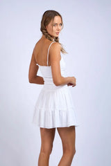 Ayla White Smocked Mini Dress