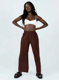 Louis Linen Blend Pants Brown