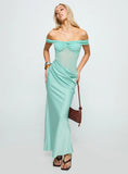 Only Exception Off The Shoulder Maxi Dress Aqua