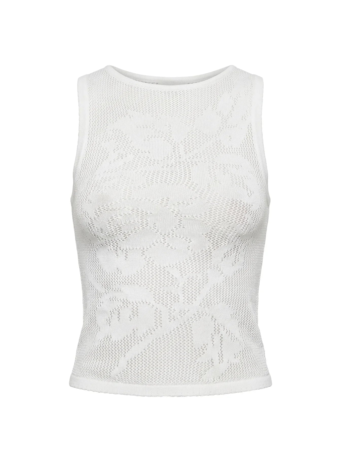 Cypressa Crochet Boat Neck Top Antique White