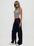 Travalta Satin Track Pant Navy