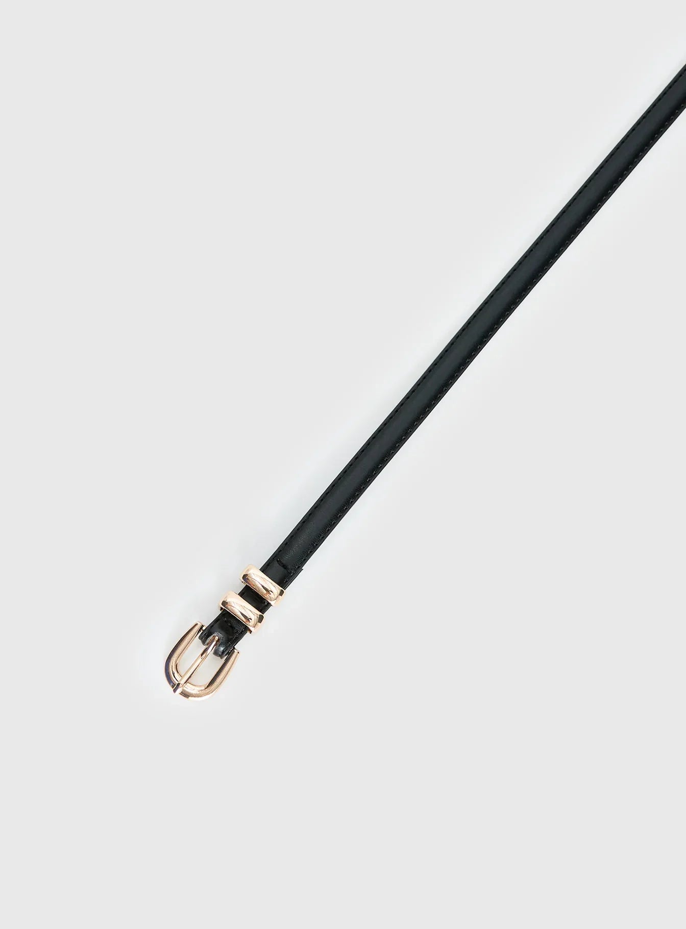 Antilles Faux Leather Micro Belt Black Gold