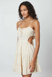 Juliet Yellow Stripe Print Backless Ruffled Mini Dress