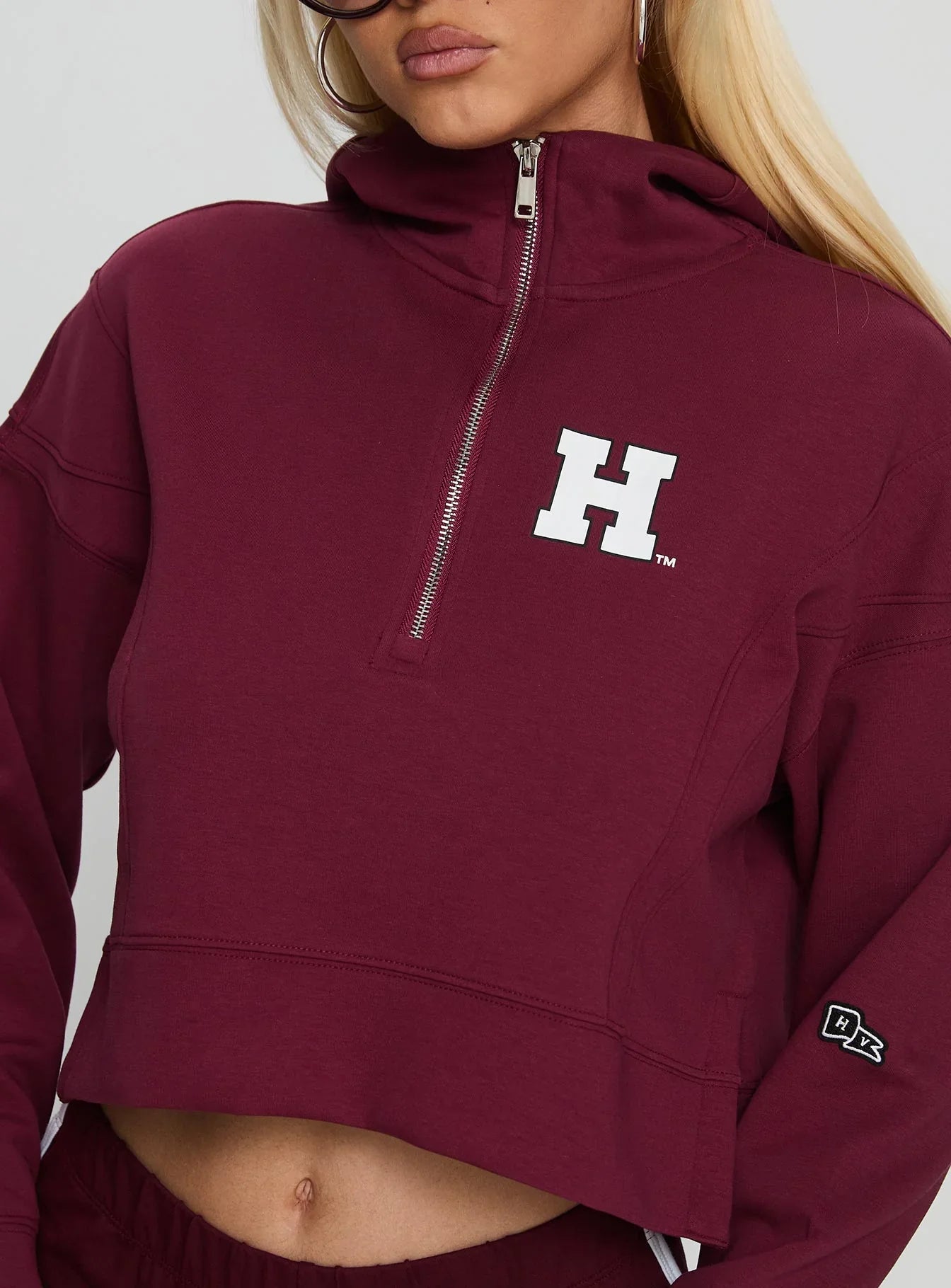 Harvard Buttersport Half zip Hoodie Crimson