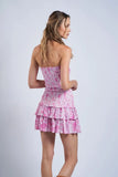 Sloane Pink Floral Drop Waist Tube Mini