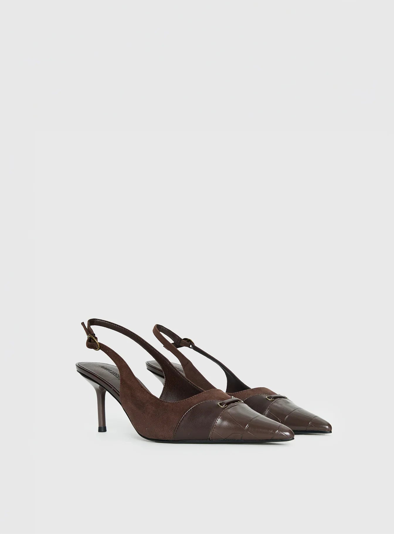 Tiptoe Slingback Heels Brown