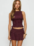 Tovie Frill Linen Blend Skort Plum Polka