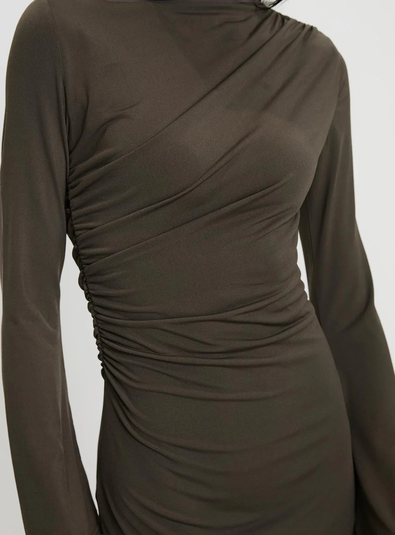 Arte Deco Long Sleeve Mini Dress Mocha