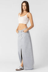 Wildest Cowgirl Low Waisted Denim Maxi Skirt