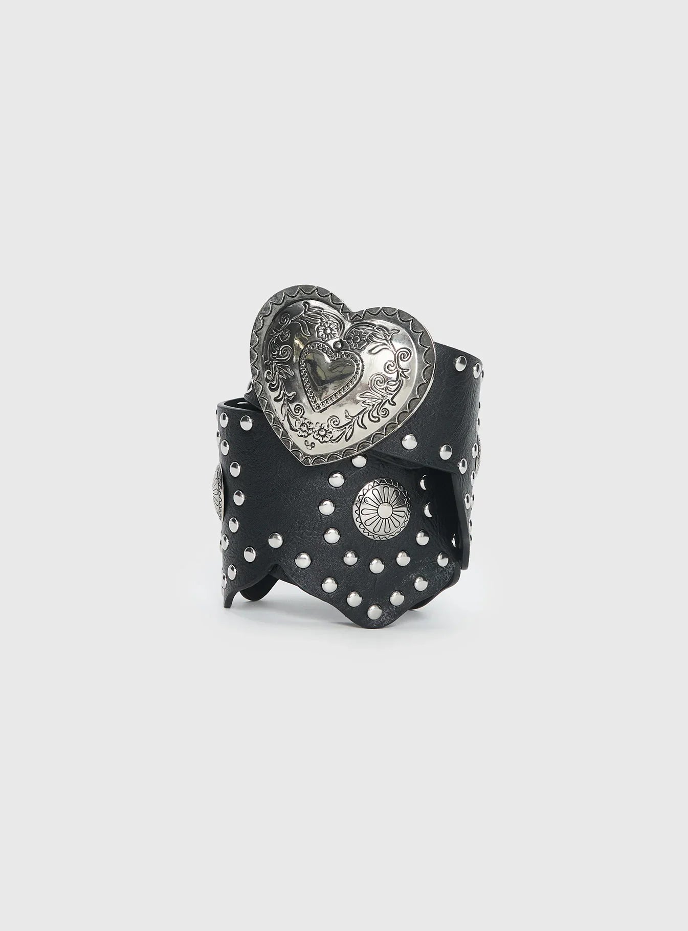 Outta Town Heart Buckle Belt Black Silver