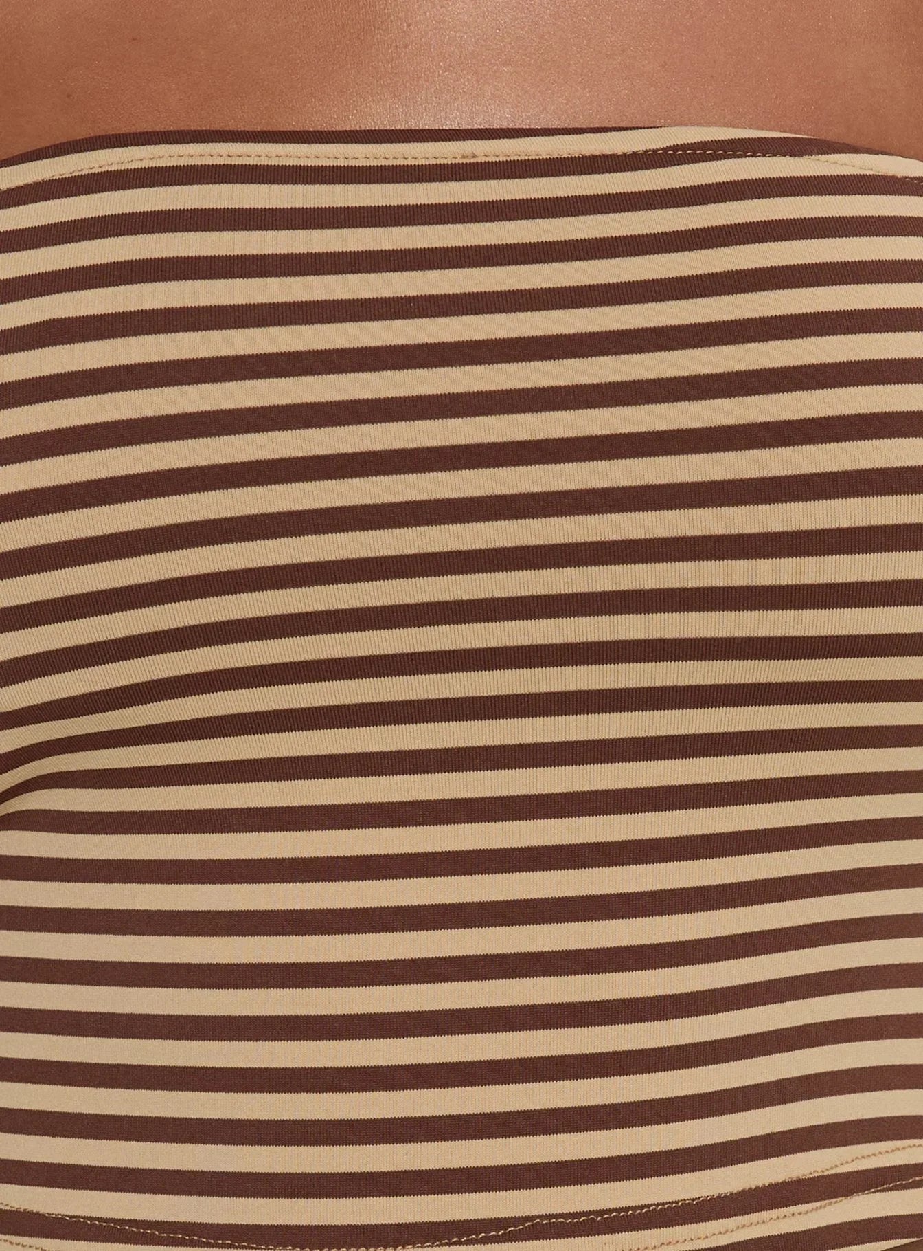 Timora Strapless Top Brown Stripe