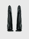 Burning Daylight Open Toe Knee High Boots Black
