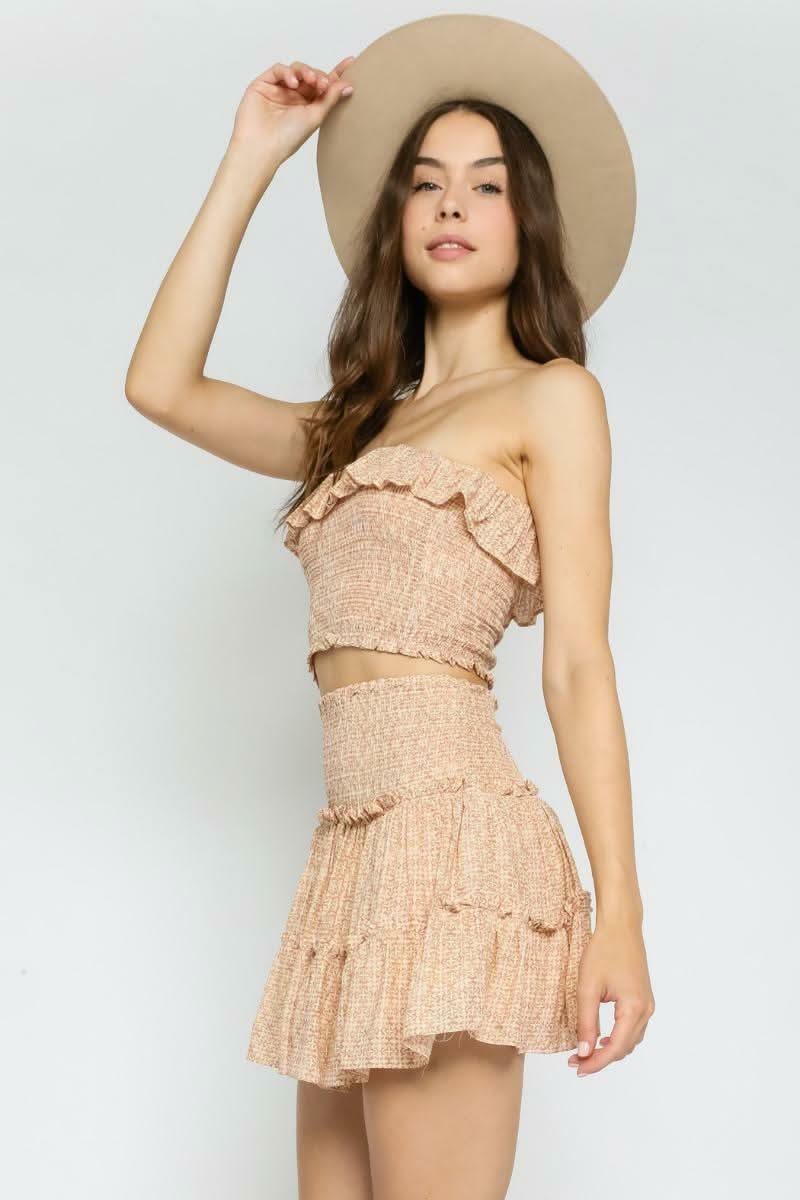 Take Me With You Khaki and Pink Print Two Piece Dress