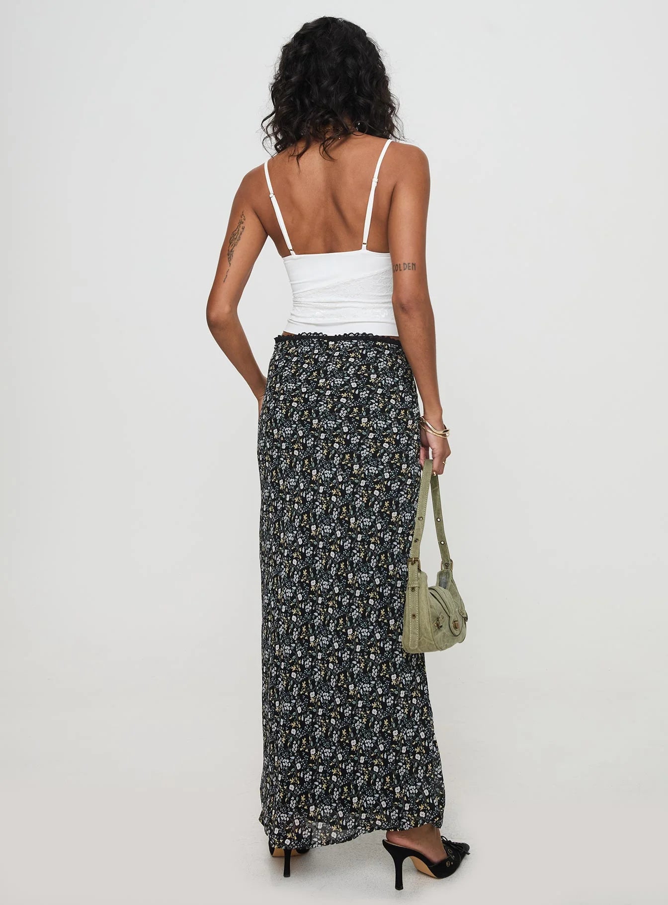 Emily Maxi Skirt Blue Black Floral