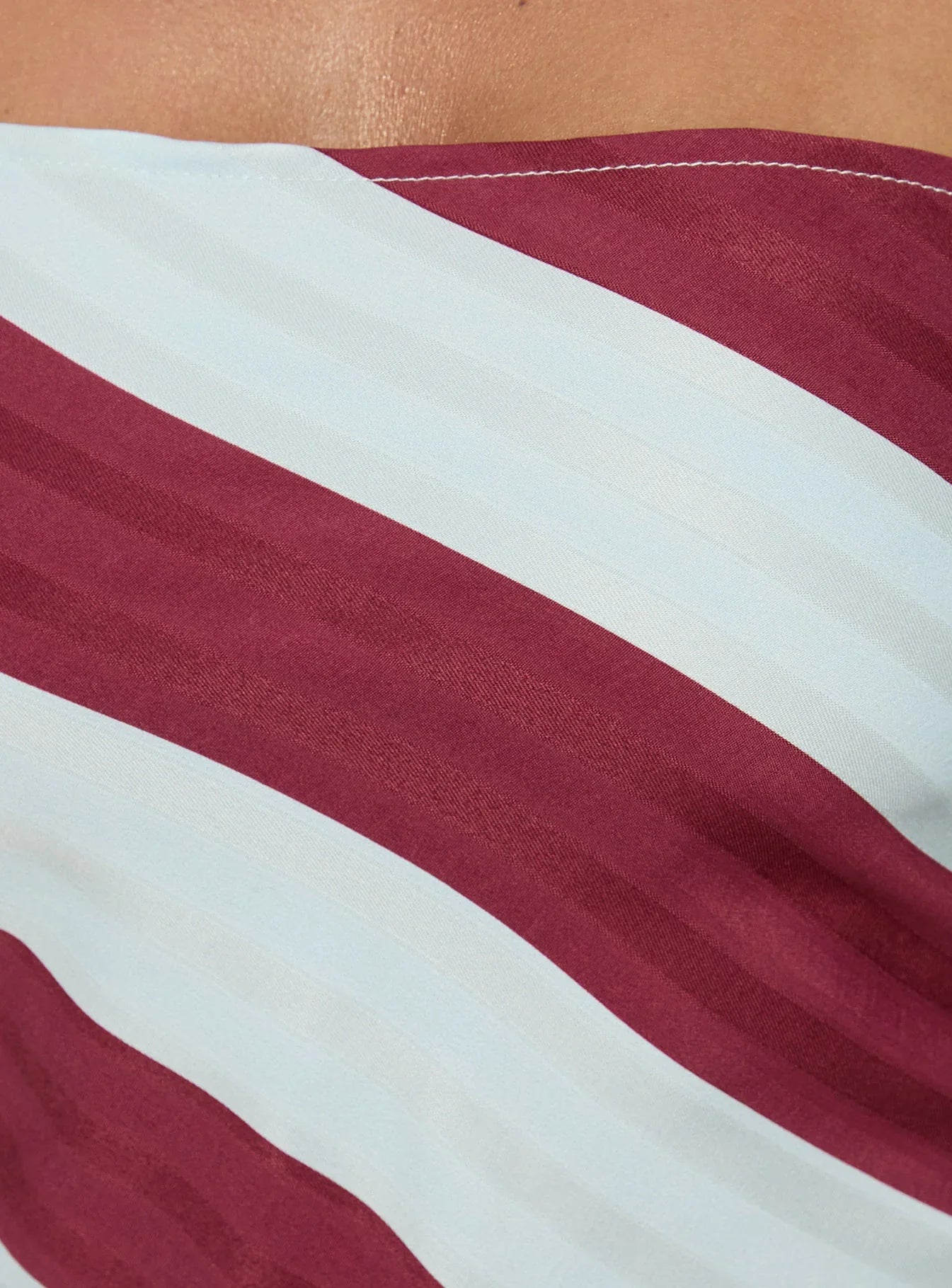 Lailana Tie Back Strapless Scarf Top Burgundy / Blue Stripe
