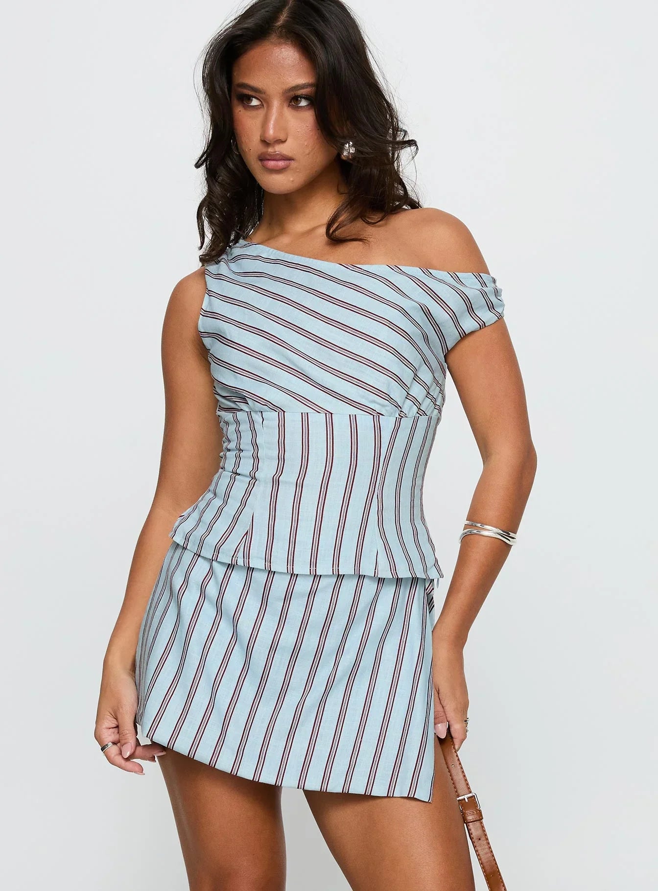 Gulliver Tie Side Mini Skort Blue Maroon Stripe