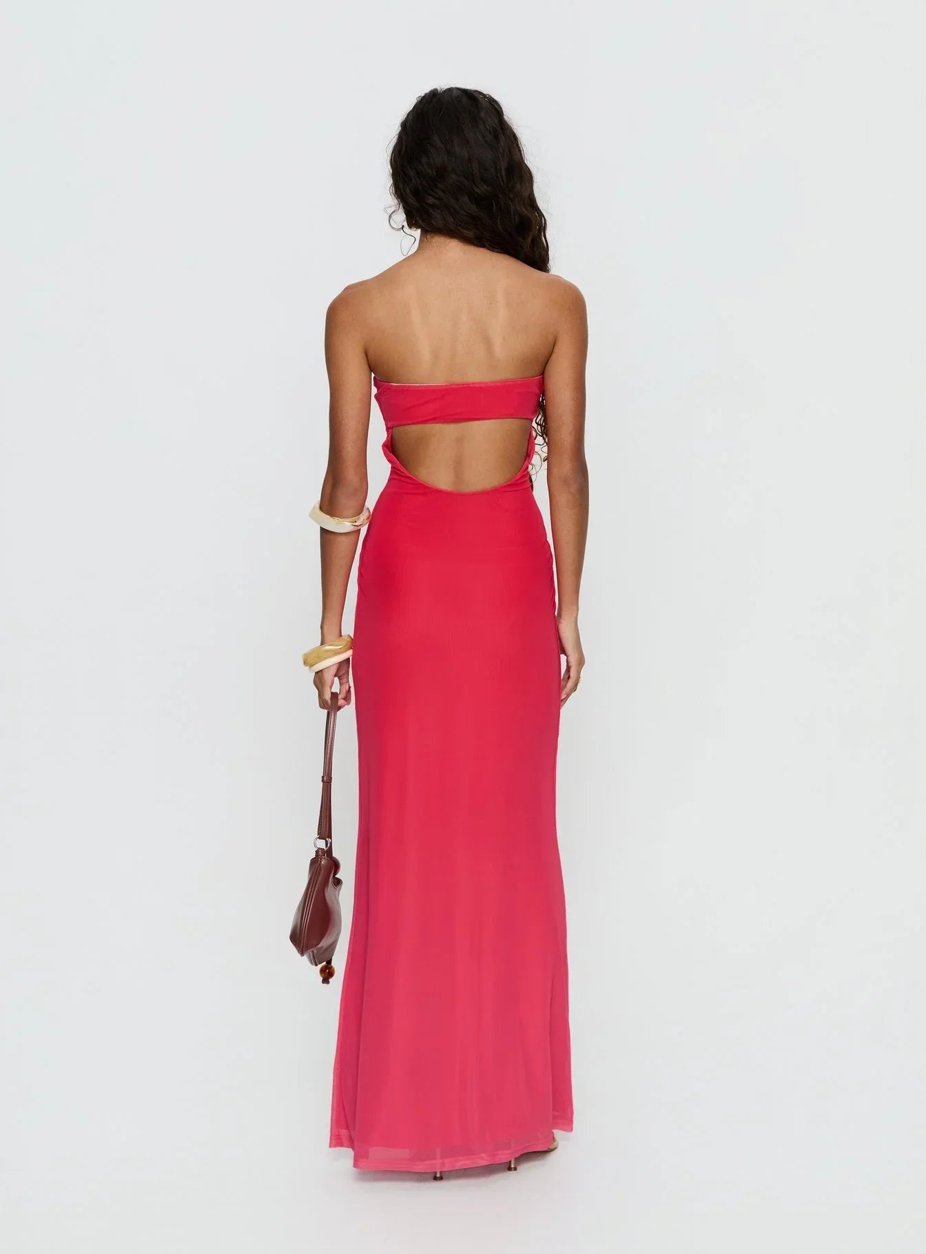 Jesemma Strapless Maxi Dress Hot Pink