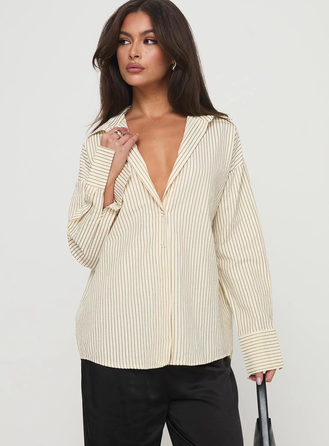 Mallin Shirt Cream Brown Stripe