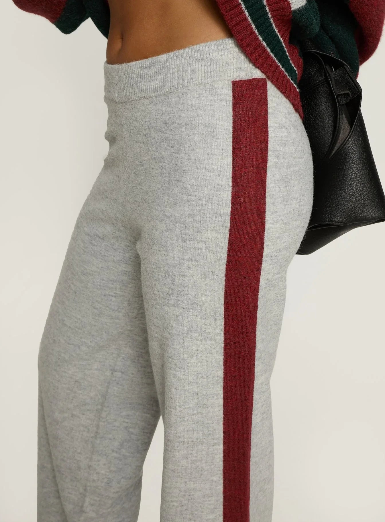Brandyce Straight Leg Knit Pants Grey Red
