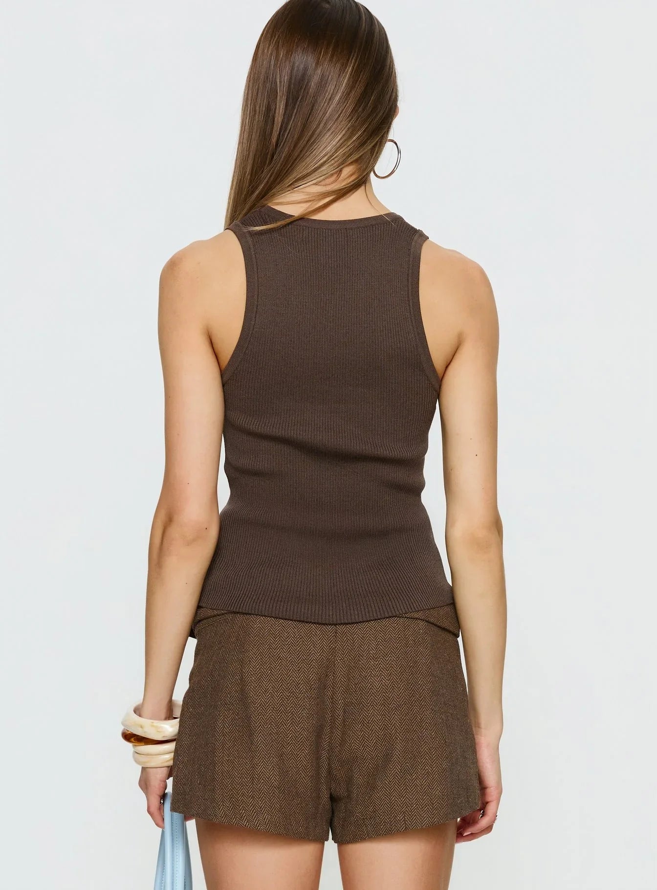 Kyrella Longline Tank Top Chocolate