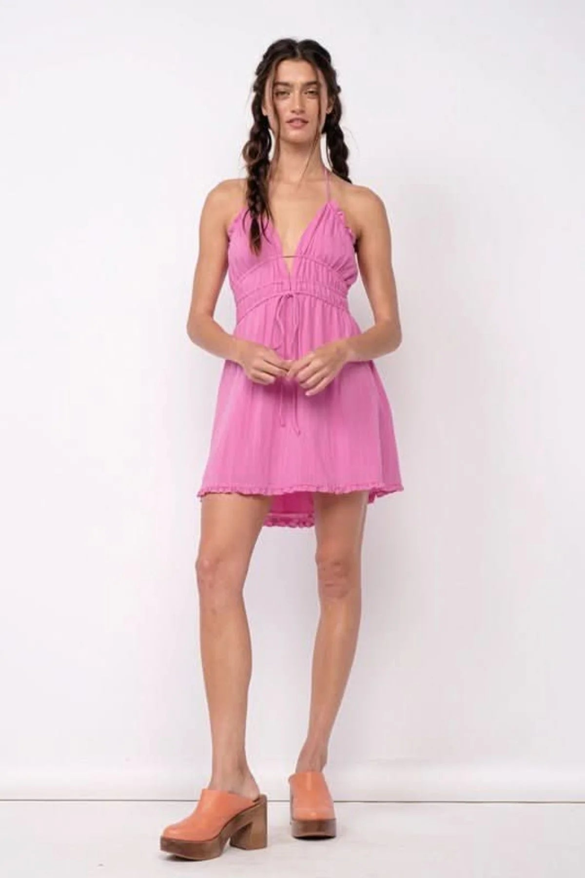 Kristen Pink Halter Mini Dress